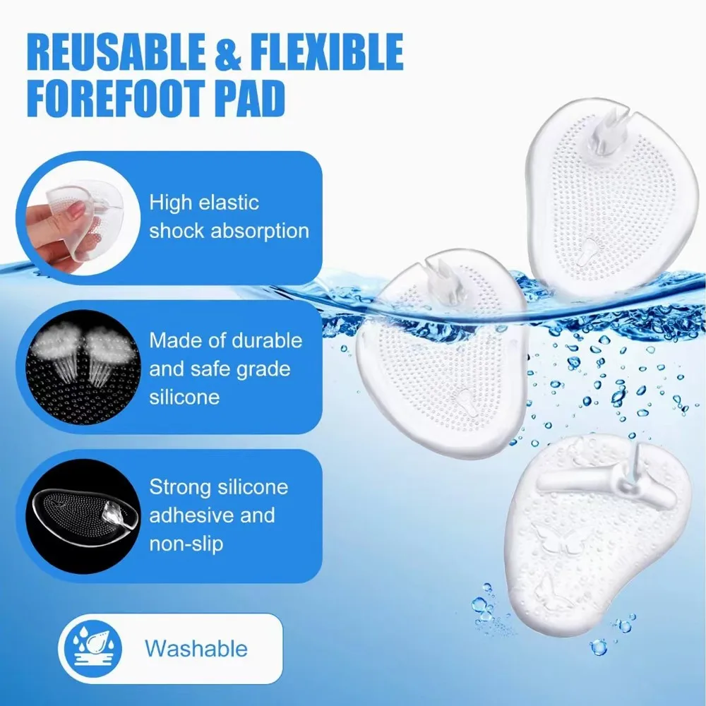 2Pcs Silicone Shoe Pads for Toe Protectors Anti-slip Flip Flop Sandals Forefoot Pad Gel Massage Slip Resistant Half Yard Insoles image 5