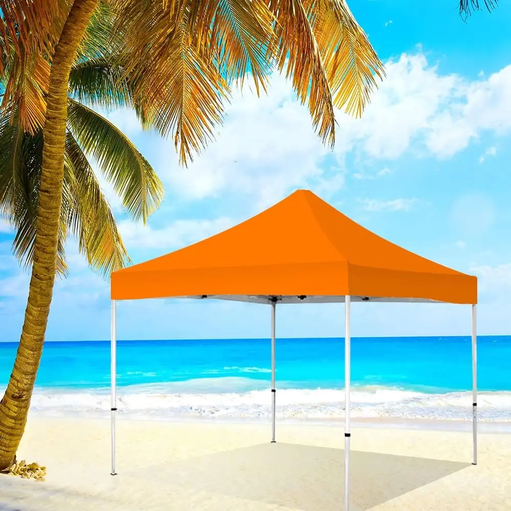 10' X 10' Aluminum Ez Pop Up Canopy Tent Heavy Duty Beach Tent Outdoor Canopy Tent With Roller Bag, 4 Stakes And Ropes (No