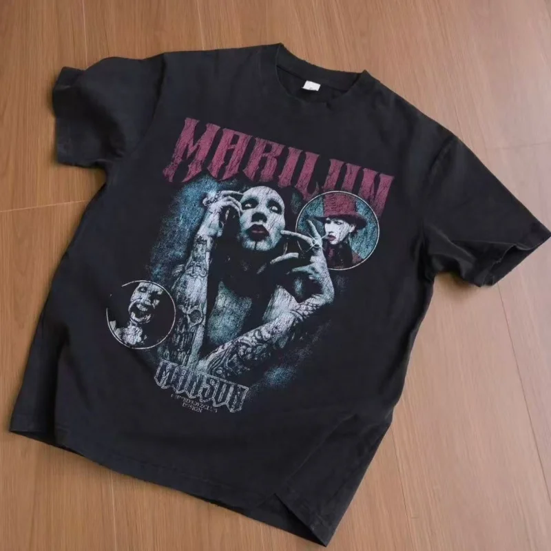 Gothic Rock Marilyn Manson Inspired Oversized T-Shirt Men Women Casual Top