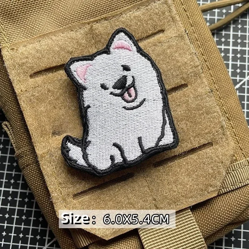 Cartoon Dog Morality Badge Husky Akita Shibuya Haft Hook&Loop Naszywki na odzież Corgi Kiełbasa Naklejka na plecak