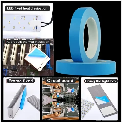 Imagen 2 del producto Rollo de 25/50m, cinta de transferencia de 10mm, 15mm, 20mm y 30mm de ancho, cinta adhesiva conductora térmica de doble cara para Chip PCB, tira de LED, disipador de calor