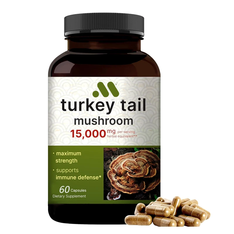 Türkiye Tail Mushroom Capsule 60 capsules | 25:1 Fruit Body and Mycelium Extract - Immune and Brain Health Mushroom Supplement