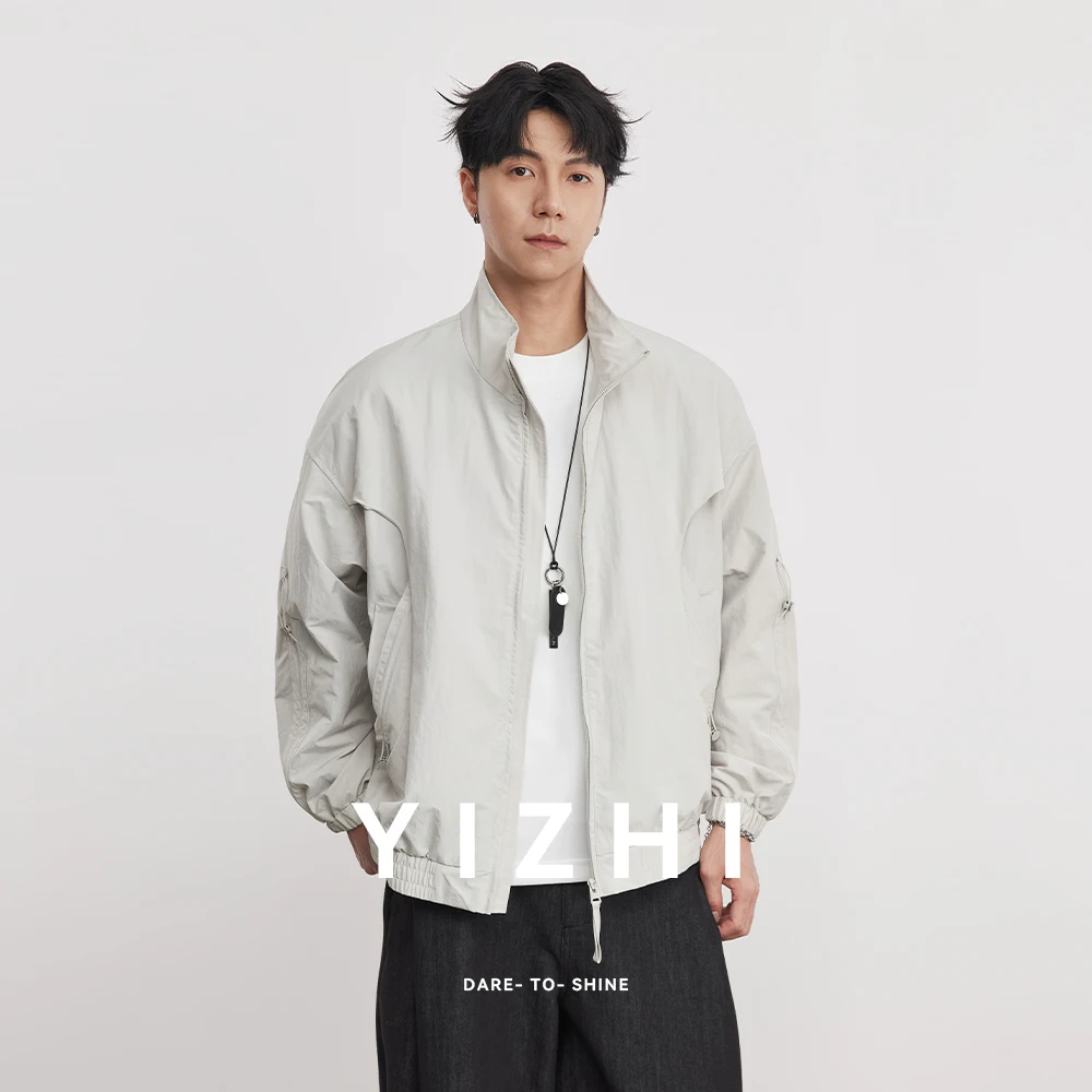 Fashion Stand-up Collar American Jacket Men's Spring And Autumn 2026 New Loose Lightweight Crisp Flight Jacket Coat