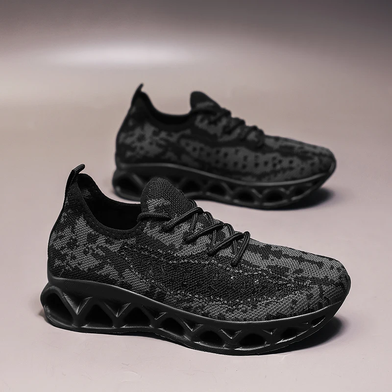 

Men Women Running Shoes Knit Sneakers Anti-slip Casual Shoes Breathable Walking Shoes Outdoor Fitness Training Flat Shoes Male