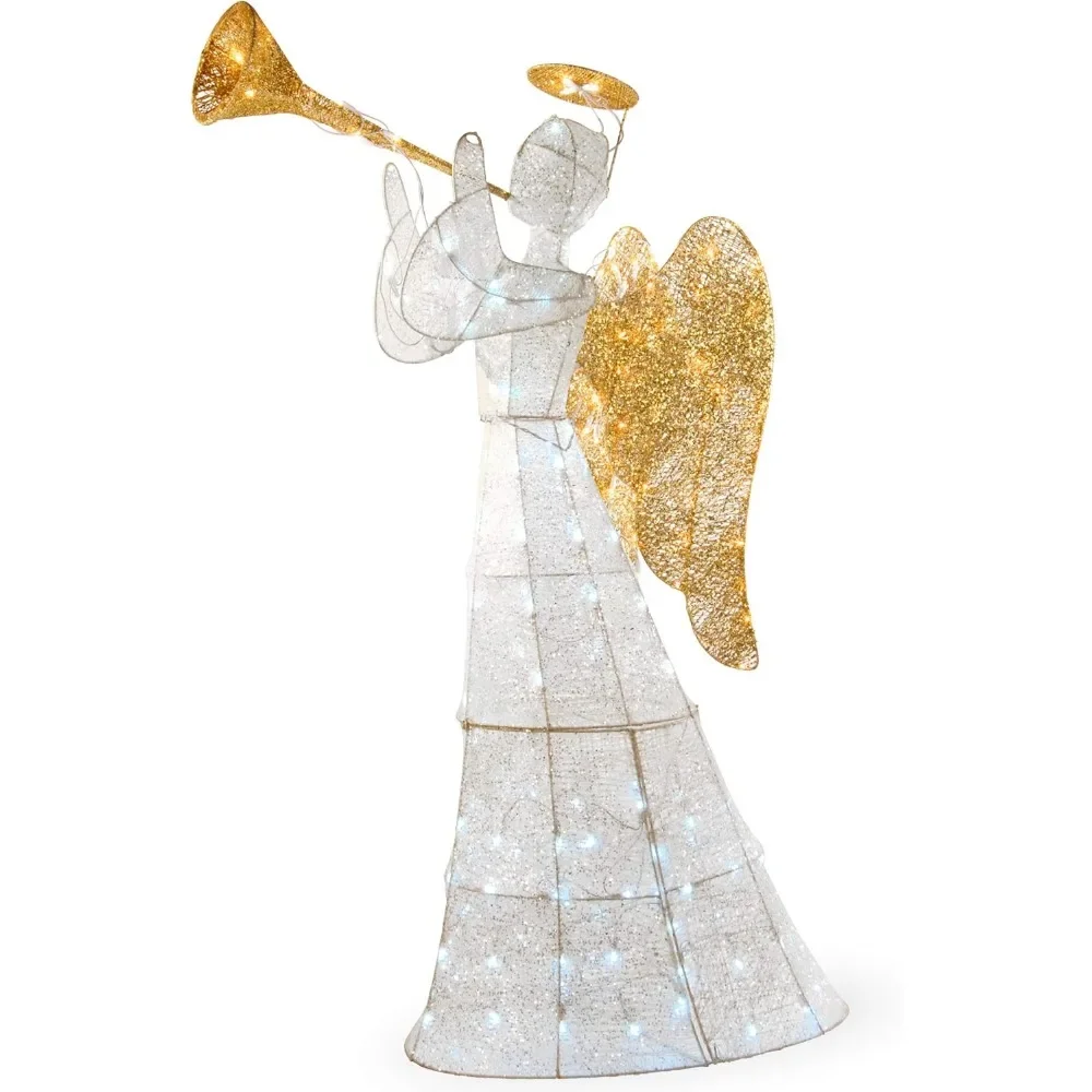 Artificial Christmas Décor Includes Pre-strung LED Lights and Ground Stakes Crystal Angel - 5 ft Outdoor Holiday Decorations