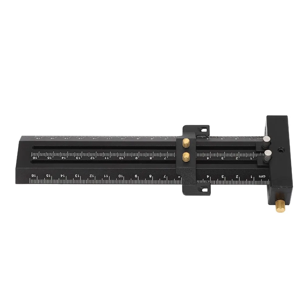Aluminum Alloy T Square Ruler Double Needle 16cm Length Woodworking Scriber Black Color Slide Ruler Design Marking Gauge