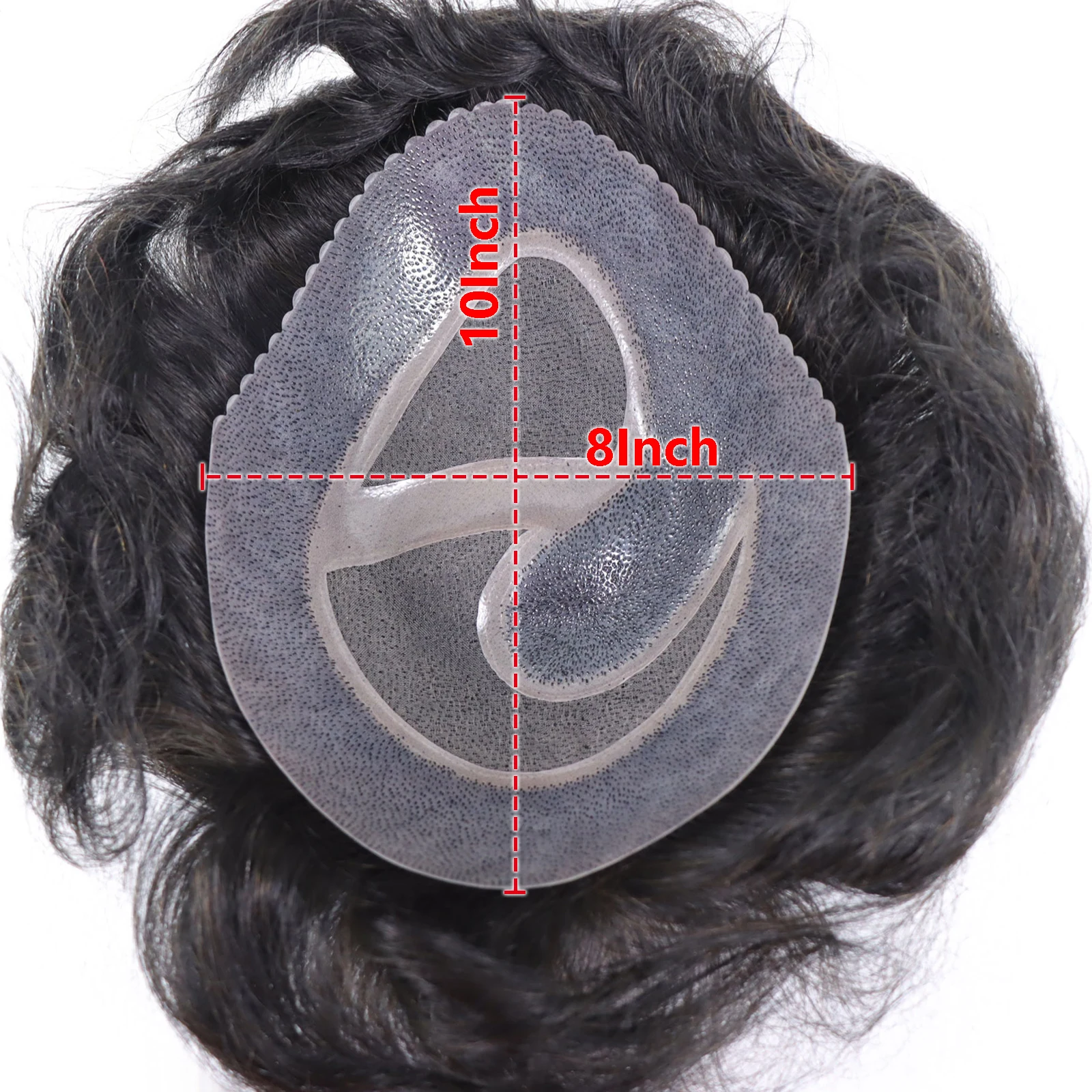 ذكر الشعر البشري استبدال الشعر المستعار للرجال 8x10 بوصة تنفس أحادية و بولي Base قاعدة شعر مستعار نظام الاصطناعية الشعرية السوداء الطبيعية #4