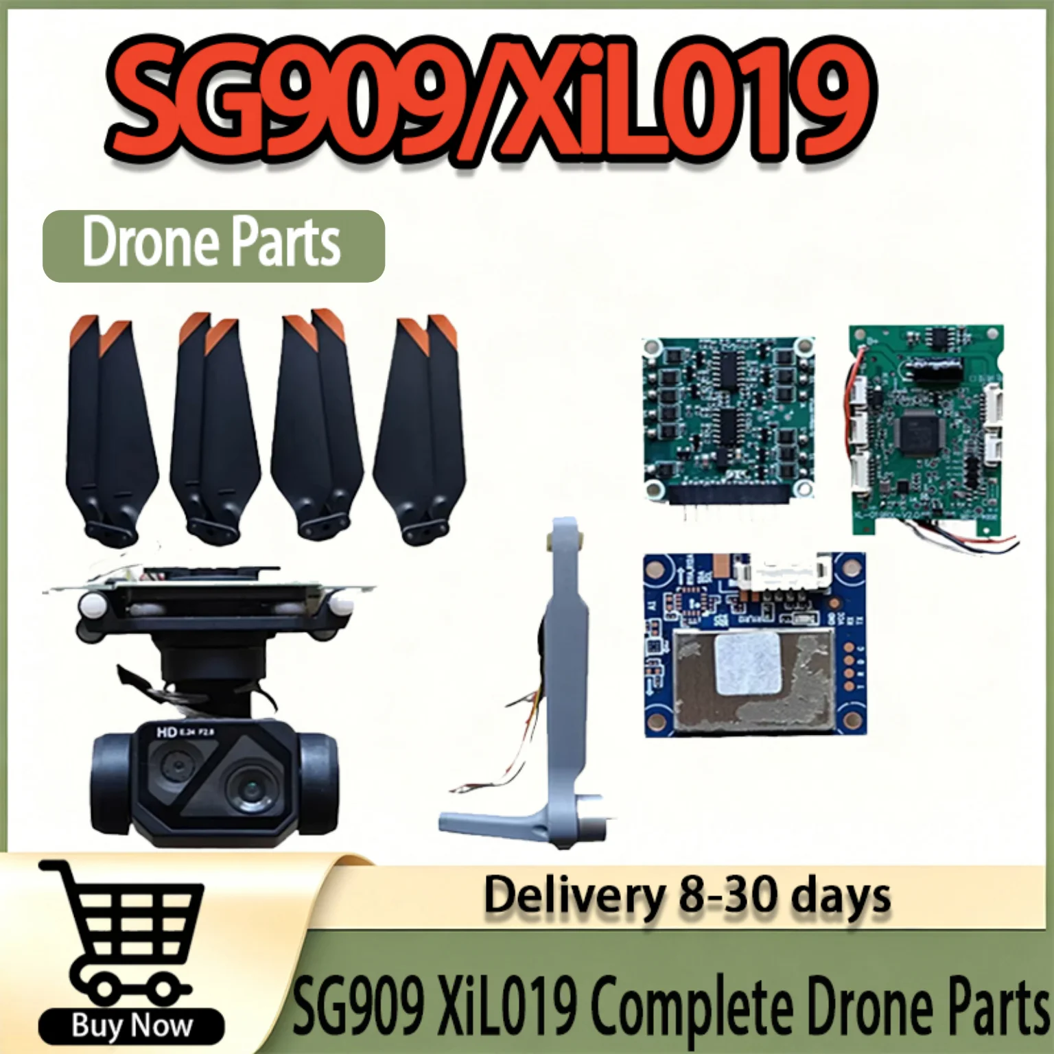 Full Repair Spare Parts Kit Fit SG909 & XiL019 Drone, Contains Gimbal, ESC, GPS Board, Propellers and Drone Arm Accessories