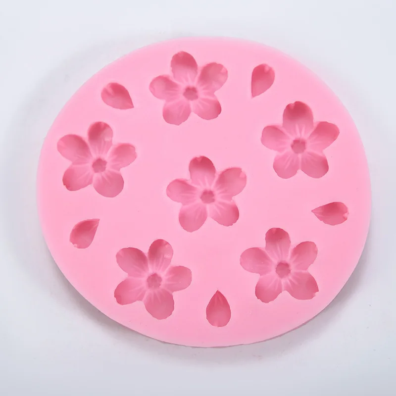 3D Japan Sakura Shape Silicone Mold DIY Cherry Blossom Fondant Jelly Chocolate Cake Decor Baking Tools Clay Plaster Resin Mould