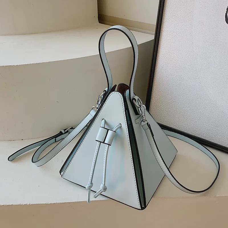 Triangle Small Tote Pu Leather Design Handbag 2022 Fashion Special Shape Ladies Handbag Women Messenger Bags Ladies Shoulder Bag