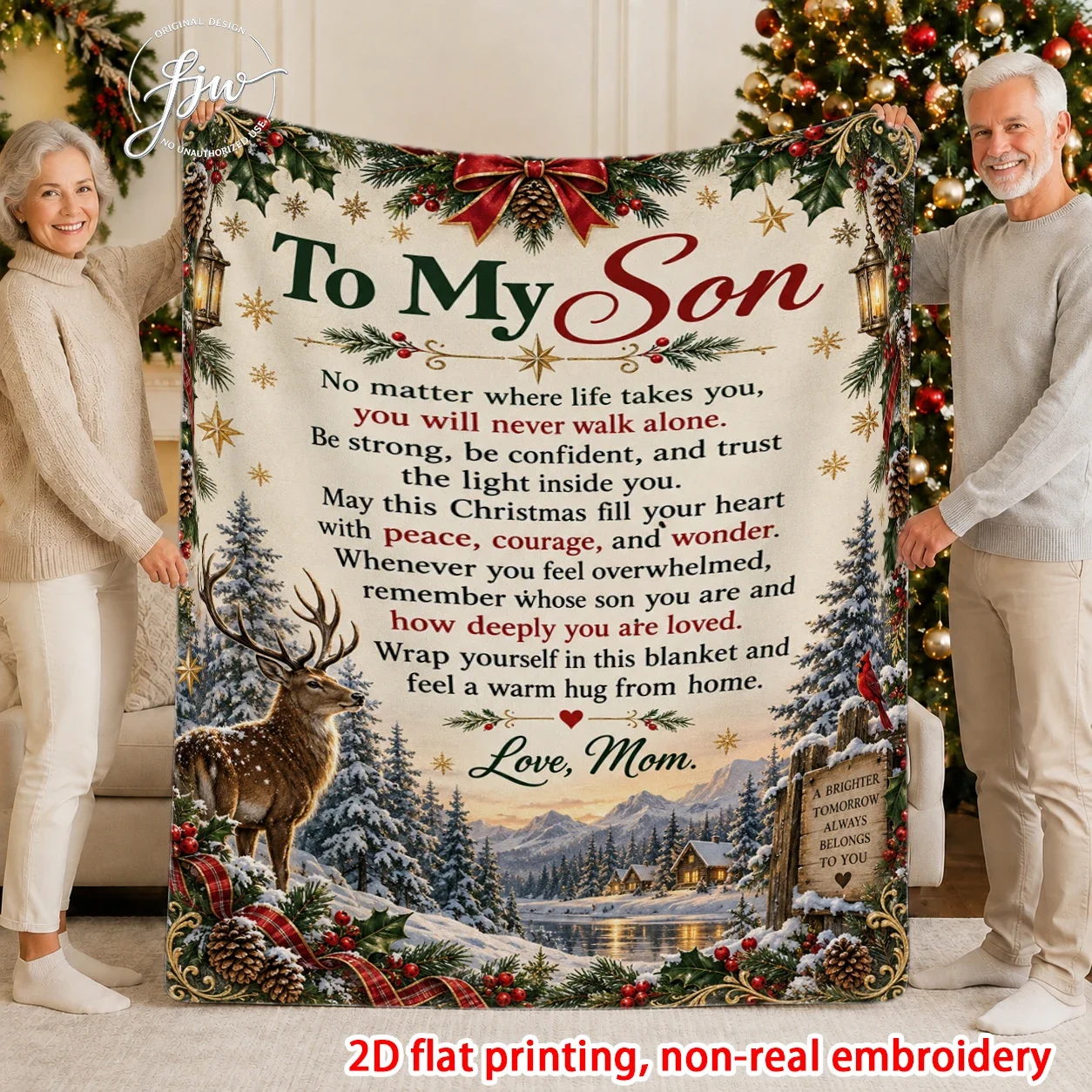 1pcs Christmas Warm Blanket To My Son Mom Love Xmas Gift Cozy Winter Home Decor Throw Blanket