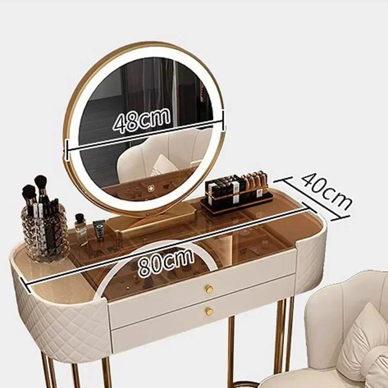 Makeup Luxury Dressing Table Mirror Led Light Salon White Dressing Table Storage Bedroom Comoda Pra Quarto Home Furniture