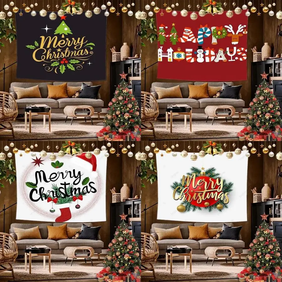 

С Рождеством настенный фон, ткань, подвесная ткань для спальни, прикроватная декоративная настенная ткань, аренда общежития, гобелен