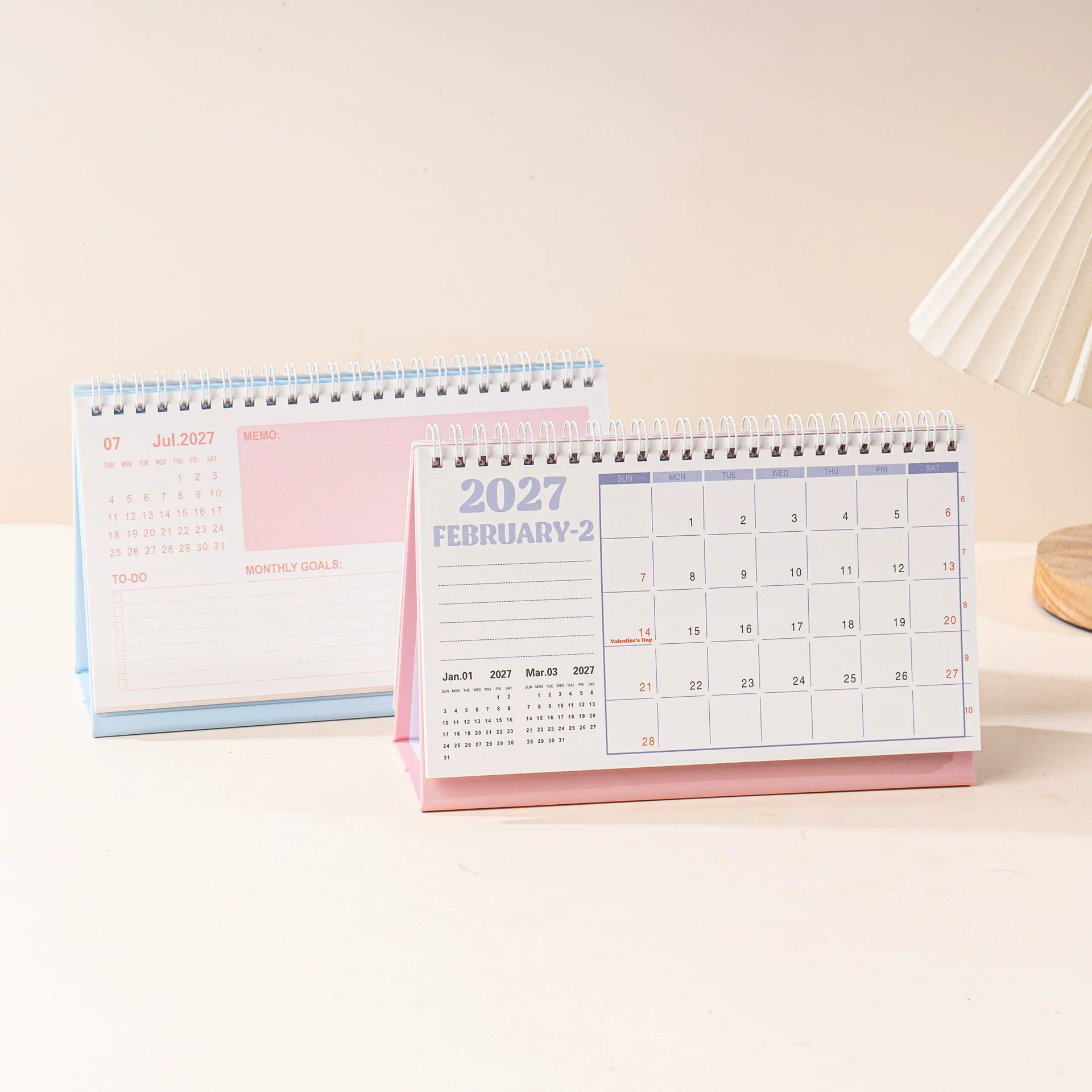 2027 Korean Desktop Calendar Simple, Fresh and Creative Desktop Decoration Plan Check in Notebook Office Decor Stationery