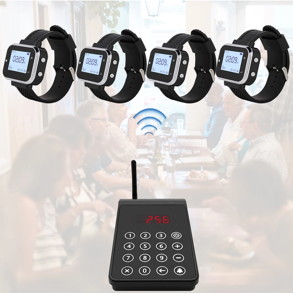 QWICALL CTK205 CTW06 Wireless Restaurant Kitchen Calling System Waiter Watch Pager Call System for Hotel Bar
