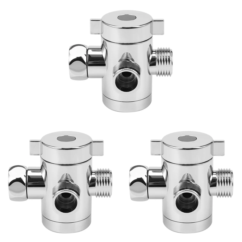 

ABRU-3Pcs 1/2 Inch 3 Way T-Adapter Toilet Bidet Bath Shower Head Arm Mounted Diverter Valve