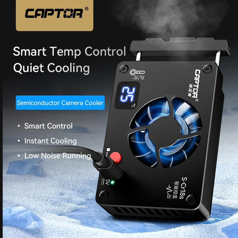 

FB Camera Cooler for Sony A7M4/A7C2/A7S3, Canon R8/R6/R50, Fuji X-T4, Silent Low-Noise Cooling Fan for Live Streaming Camera