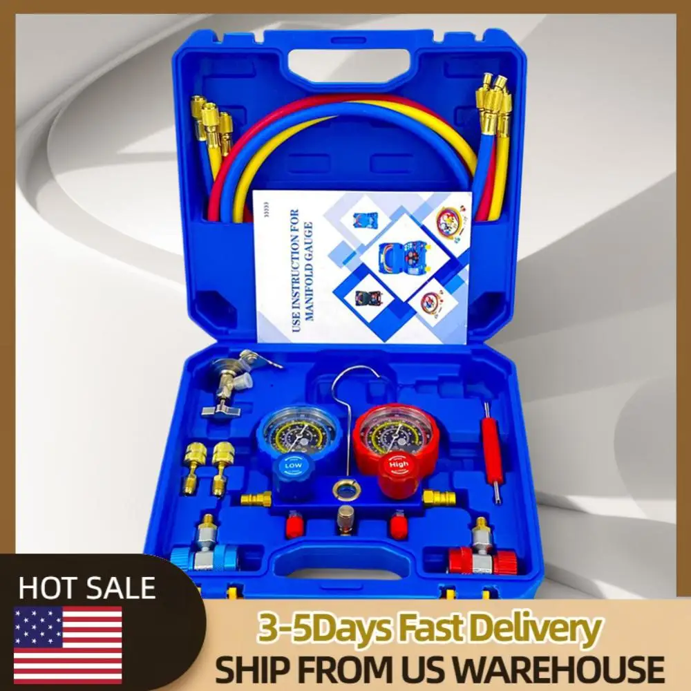 

3 Way AC Diagnostic Manifold Gauge Set Air Conditioning Manifold Gauge Set Automotive AC Gauge Set for Freon Charging