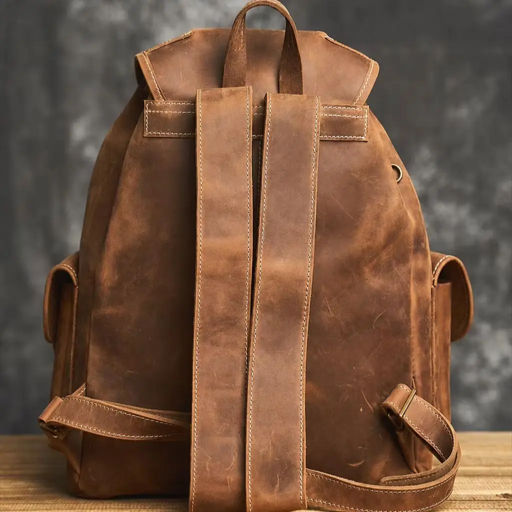 ZRCX Vintage Backpack For Men Genuine Leather Fashion Bags High Quality Laptop Backpack Trend Travel Bag