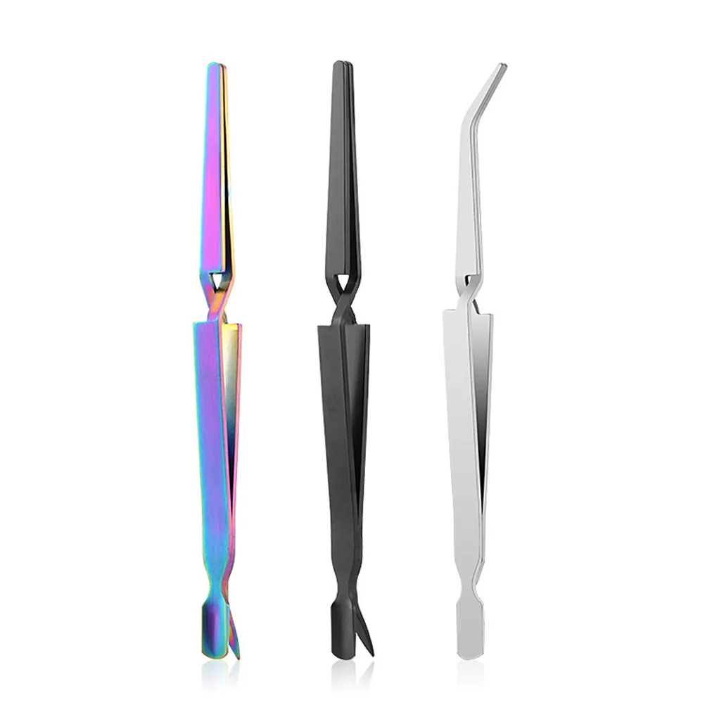 

1Pcs Nail Art Tweezers Premium Durable Silver Easy Use Nail Pincher for Cellphone Cover Decorating Professional Multifunction