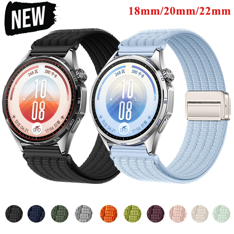 18mm 20mm 22mm Nylon Magnetic Strap for Huawei Watch GT 7 7Pro GT6 46mm 42mm Sport Band for Samsung Galaxy Watch 7 6 5 40mm 44mm