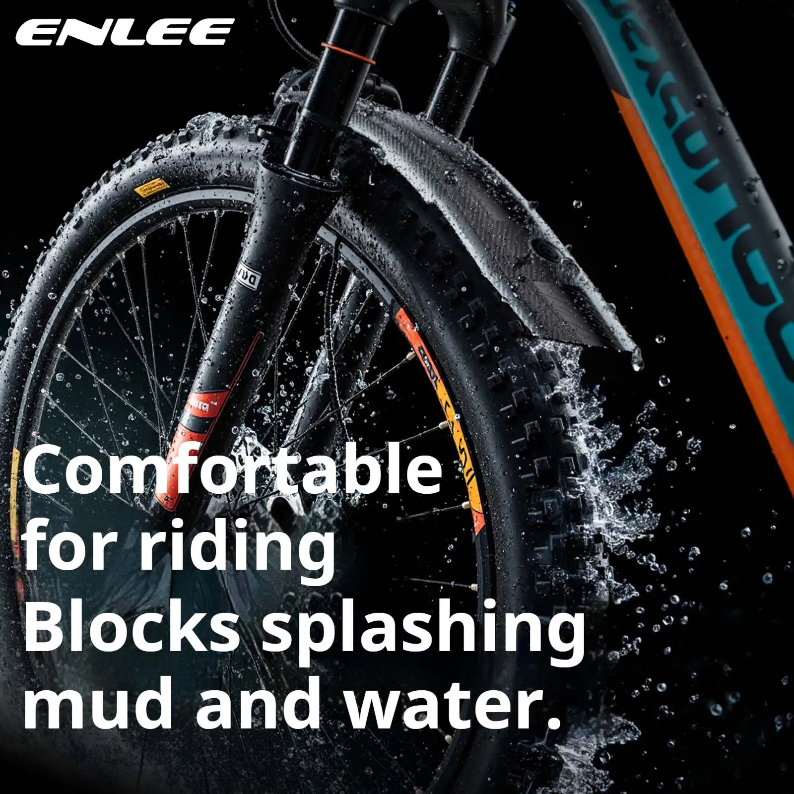 ENLEE Mountainbike-Schutzblech, verlängerte und verbreiterte Regenschutz, Kohlefaser-Textur, universell für vorne und hinten