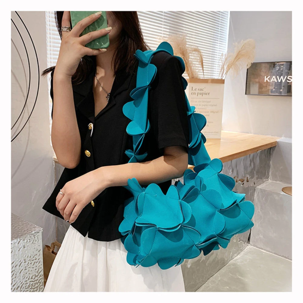

Korean Style Fresh Sweet Niche 3D Petals Design Armpit Bag Stylish Premium Texture Commuting Versatile PU Shoulder Bag For Women