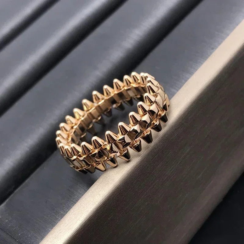 

Luxury Jewelry 925 Sterling Silver Willow Nail Gold Plated Rivet Ring Men And Women Couple Fashion Classic Brand Birthday Gift