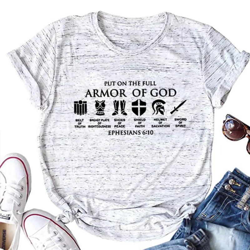 Jessus Woman Tshirts Armor of God Men Clothing O-Neck Harajuku God Graphic T Shirts Customized Products Graphic Tees M