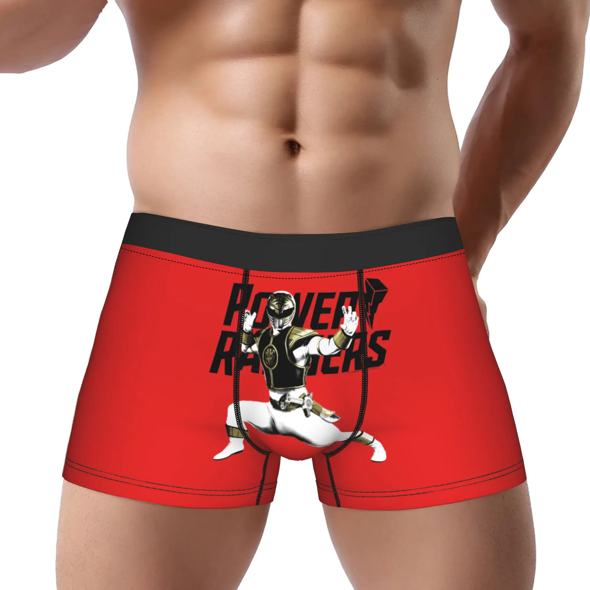 Power Rangers White Ranger Karate Action Pose Logo boxers  Underpants Homme Panties Comfortable Shorts Boxer Briefs