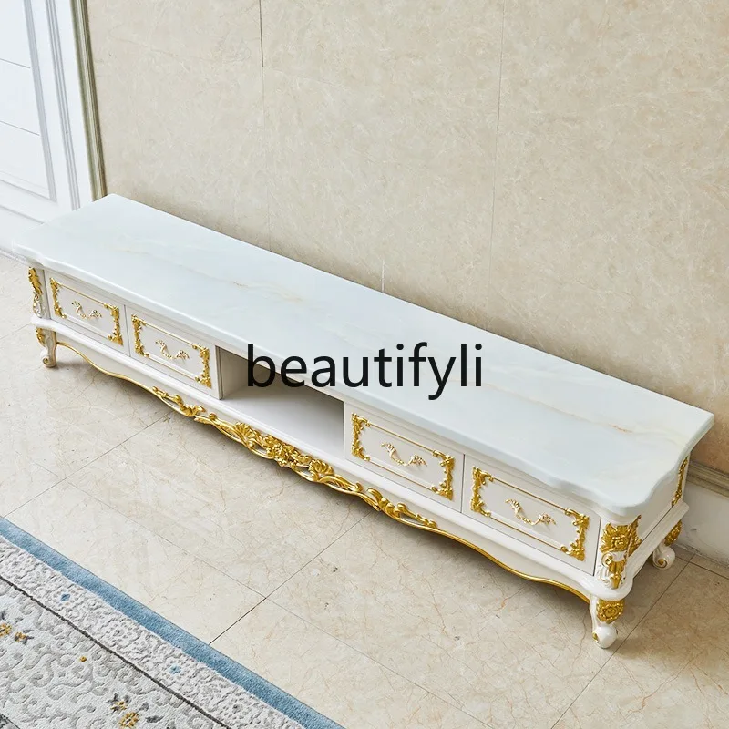 ชุดโต๊ะกาแฟและตู้วางทีวีไม้เนื้อแข็งหินอ่อนยุโรป สไตล์โมเดิร์นเรียบง่าย สำหรับห้องนั่งเล่น รูปทรงสี่เหลี่ยมผืนผ้า