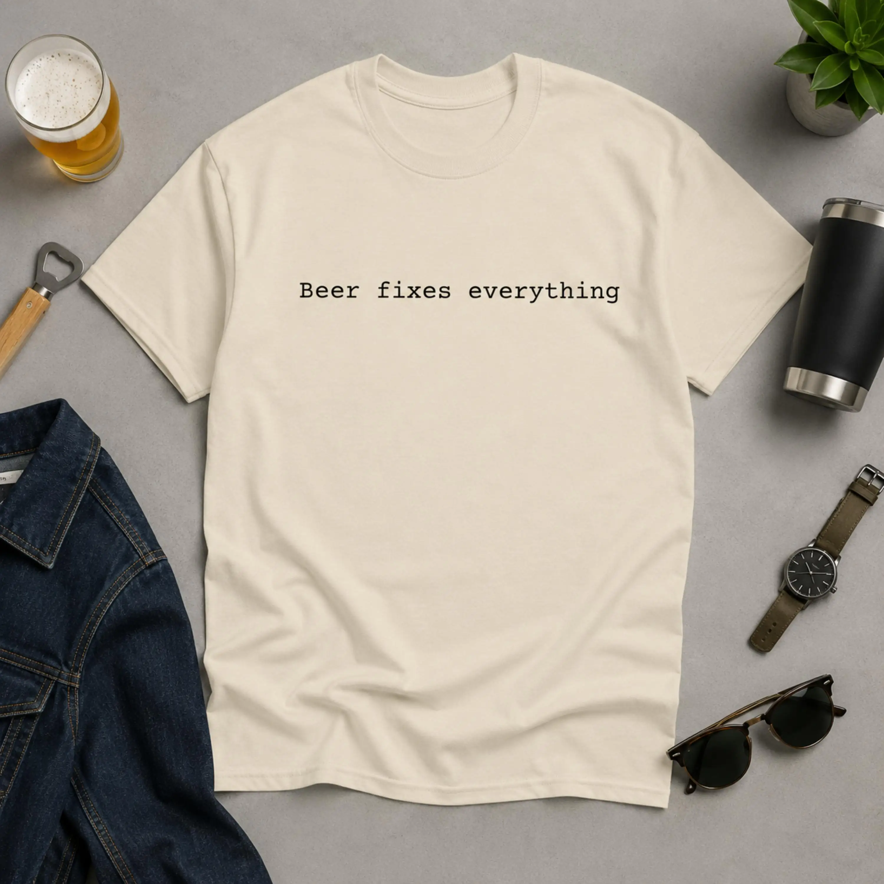 Beer Fixes Everything T-Shirt Summer Men's Tracksuit Short Sleeve Pullover Top Breathable Sportswear Harajuku Fashion Streetwear