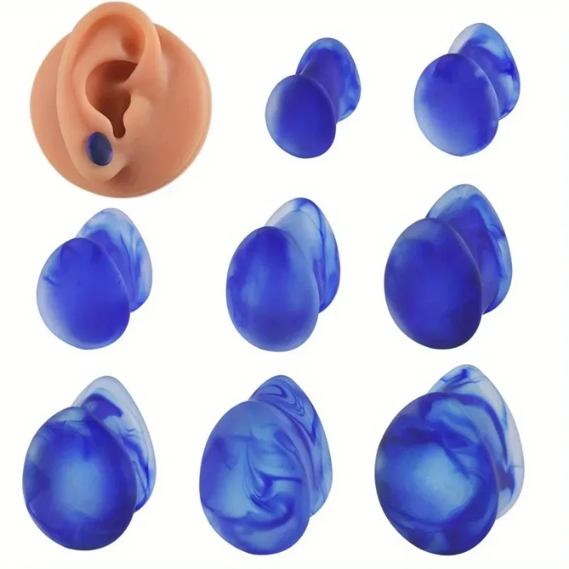 1 Pair Frosted Glass Auricle Blue Smoke Drop Type Drum Ear Dilator Solid Ear Dilator Fashion Jewelry