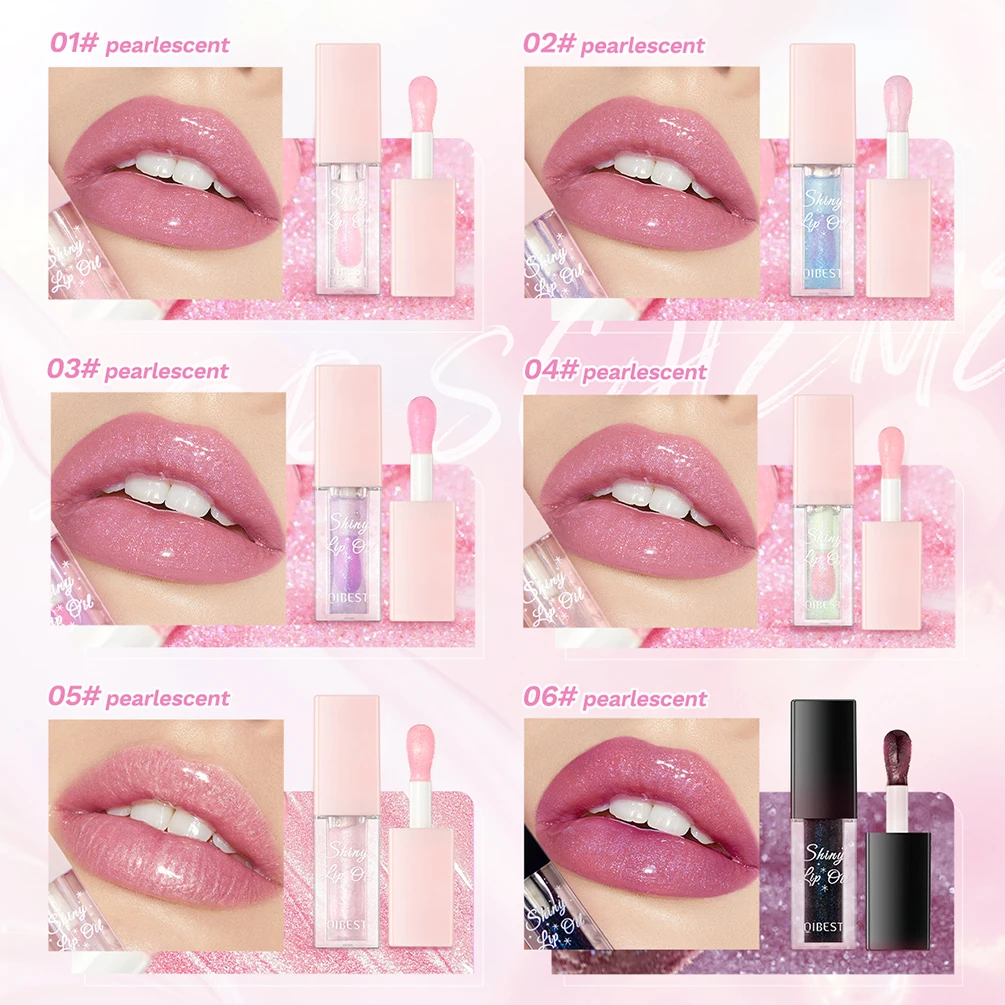 Qibest shimmer lip oil gloss conjuntos lábio plumper hidratante maquiagem mudança de cor lipgloss glitter matiz bálsamo labial cosméticos brilhantes