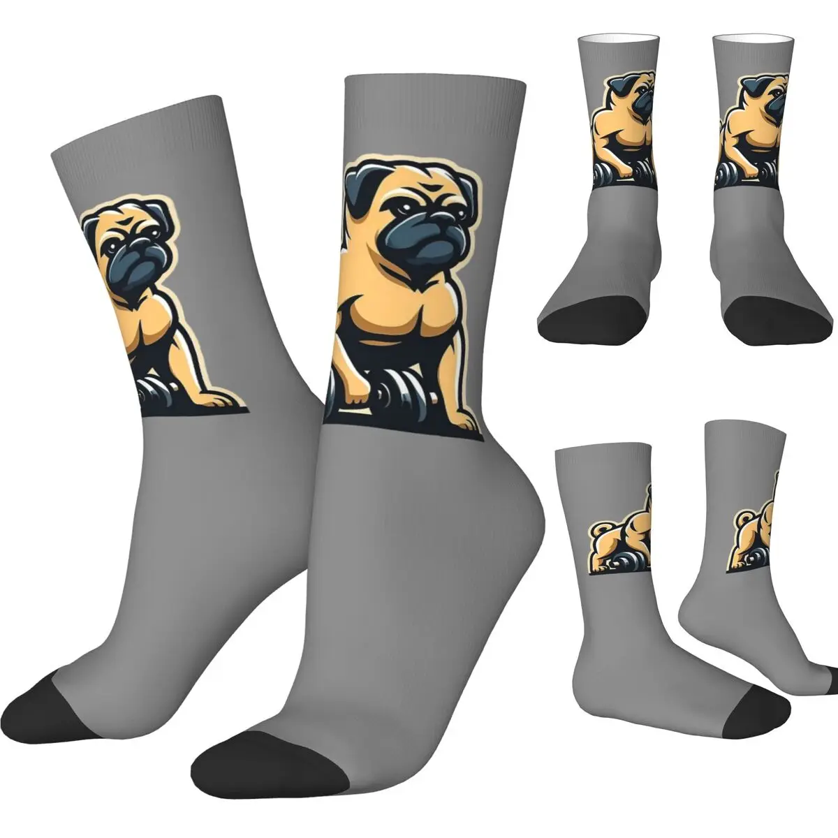 Gyms Pug Socks Weightlifting Modern Stockings Winter Anti Sweat Men's Socks Soft Breathable Graphic Skateboard Socks