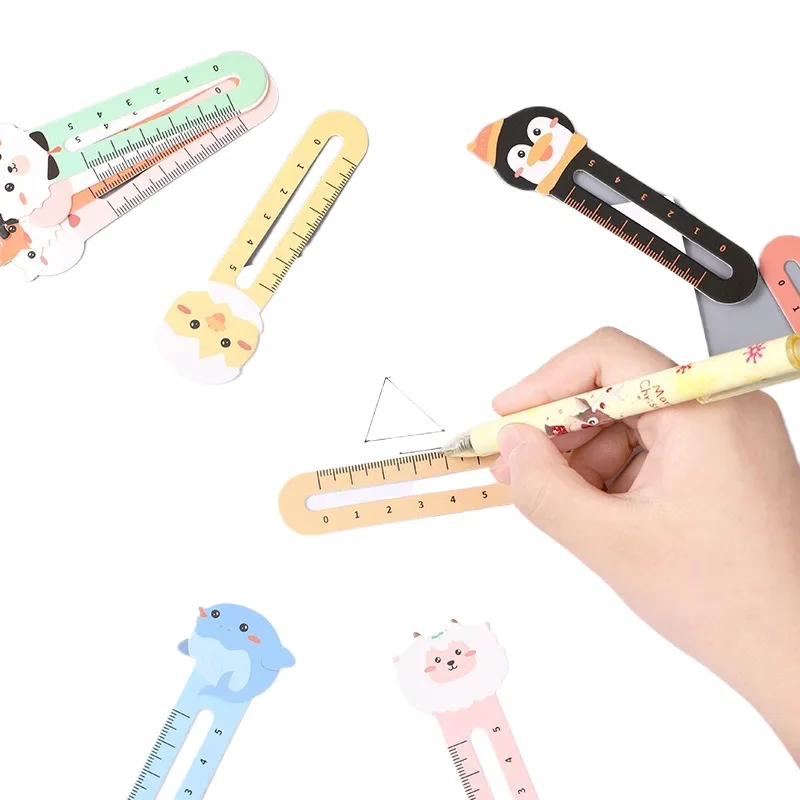 50pcs Cartoon Cute Animal Paper Bookmarks Card Suit Mini Ruler Bookmarks Markers Clip Student Creative Stationery Gift Awards
