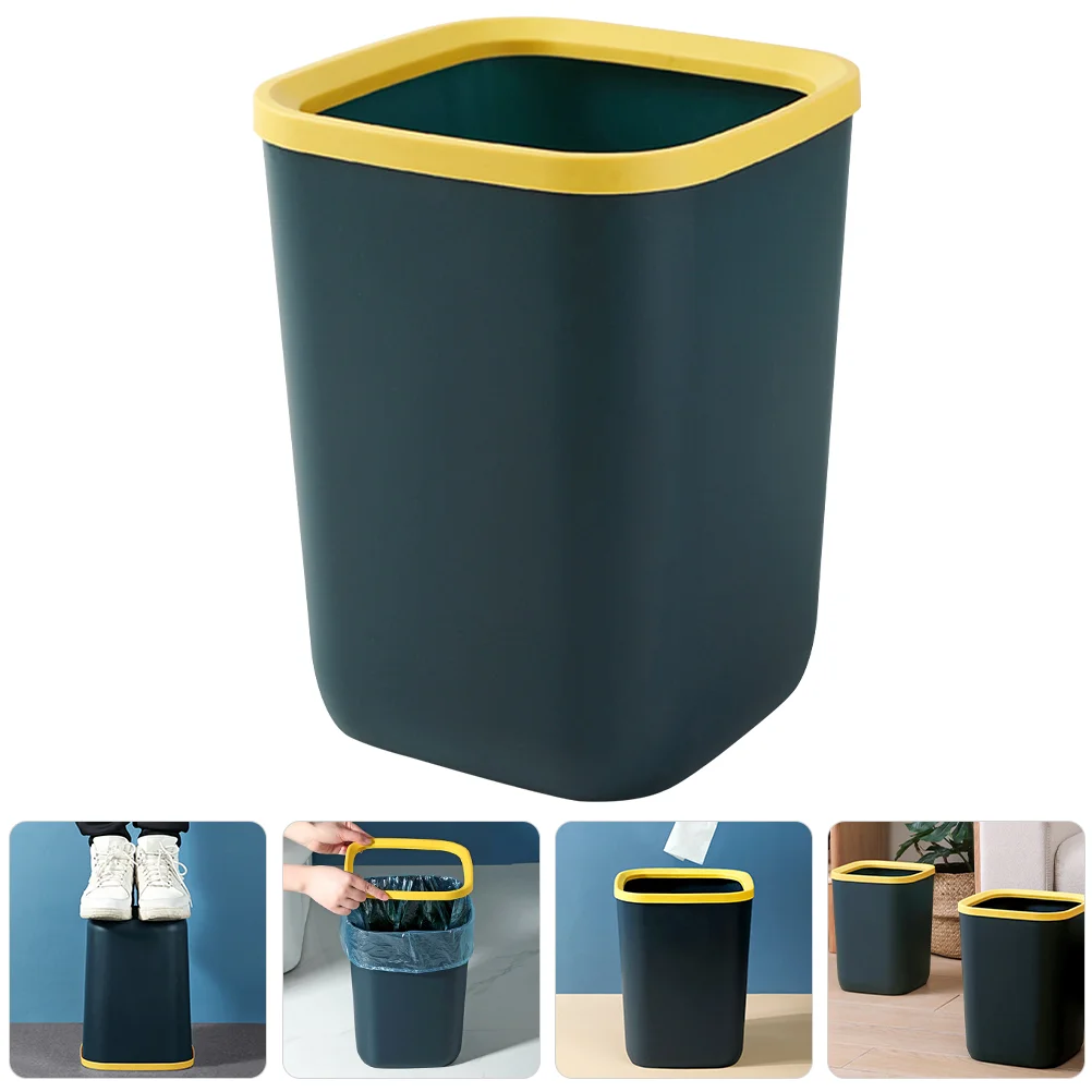 Office Trash Can Outdoor Garbage Household Square Living Room Kitchen Basket (dark Blue 10l) Bin Litter Boxes