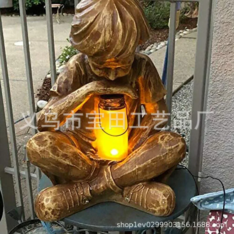 Cross border God boy station prodigy Guardian little boy statue resin crafts garden ornaments