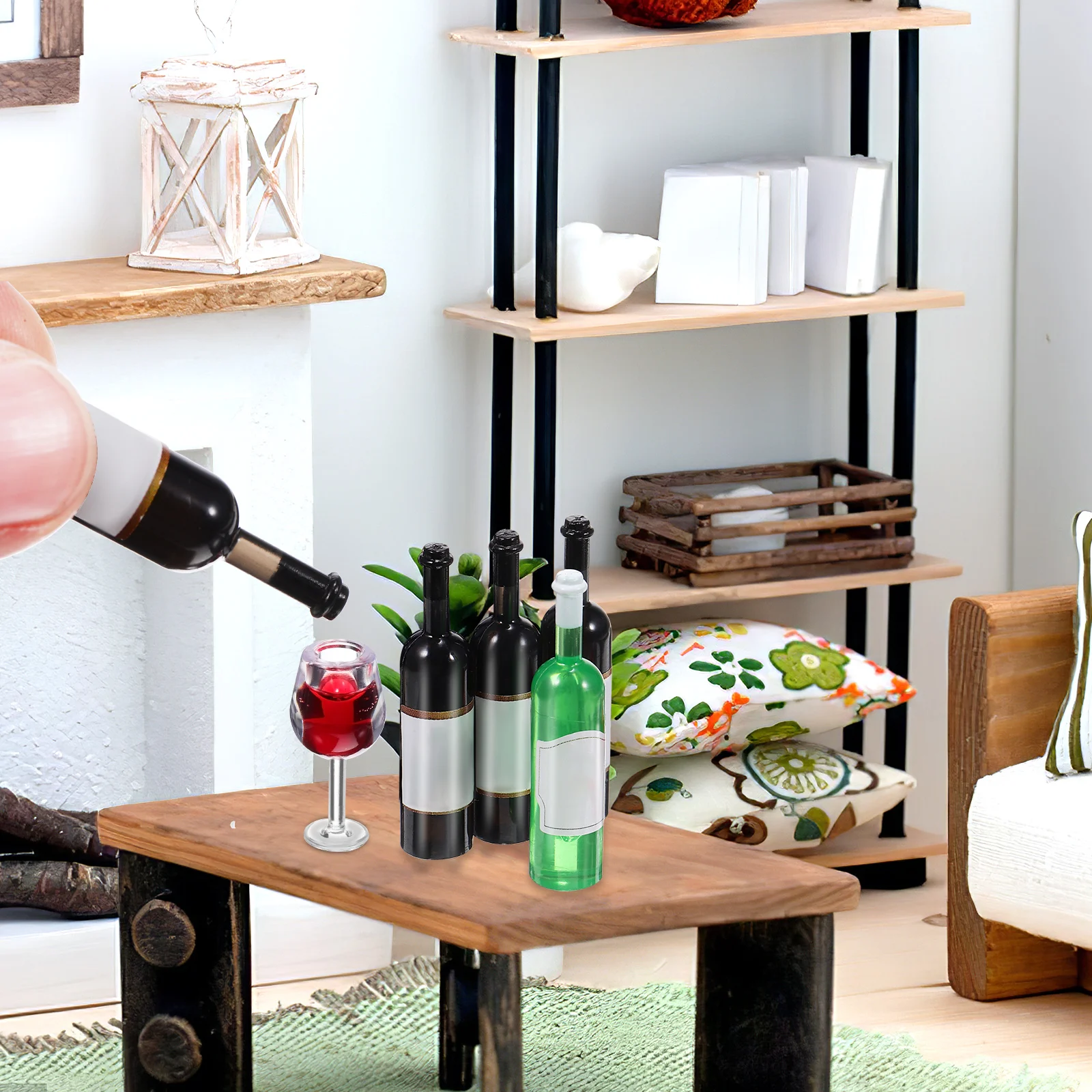 

18Pcs Mini Wine Glasses Set Dark Red Doll House Miniature Drinkware With Bottles For Wedding Gifts
