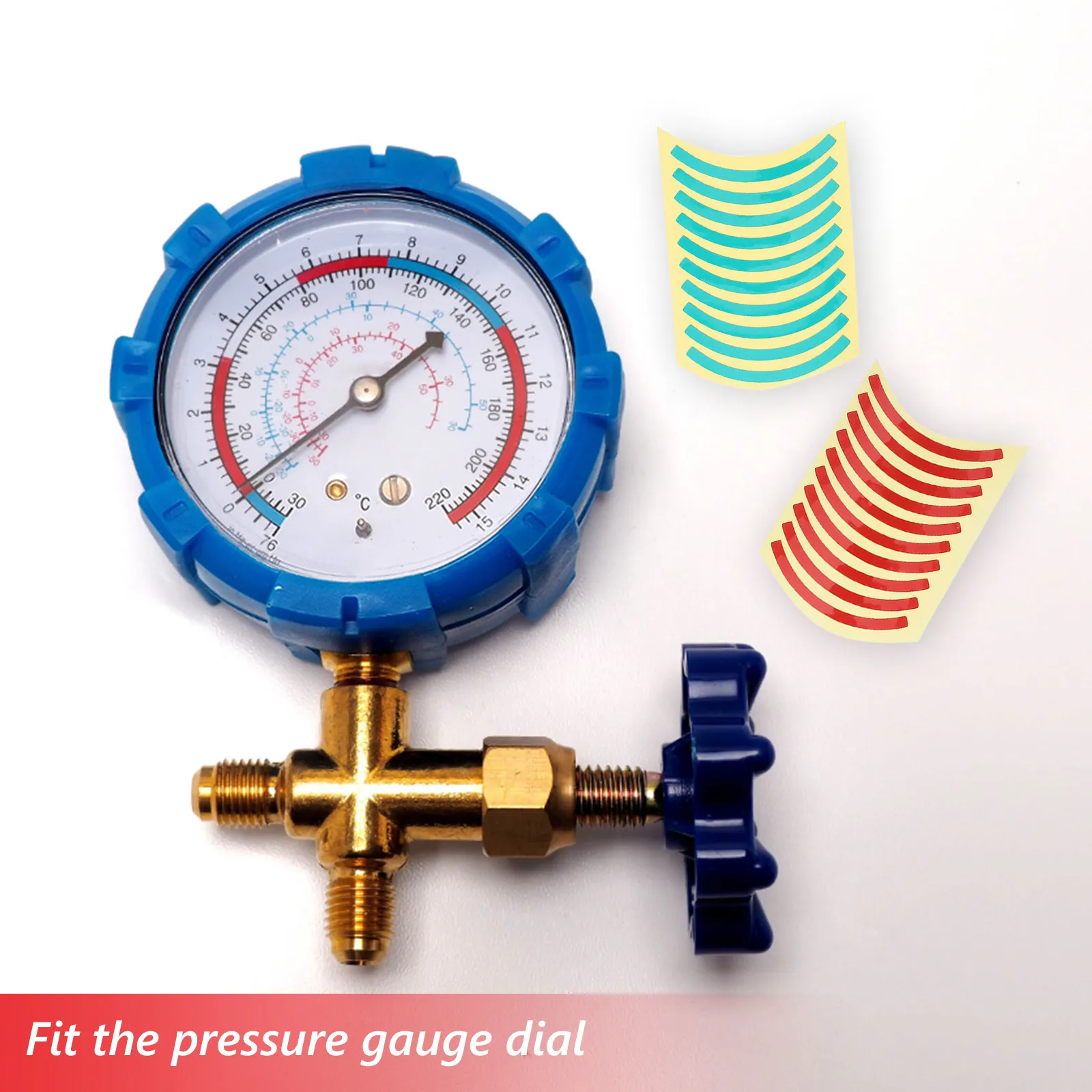 

60Pcs Pressure Gauge Reflective Stickers Tri-Color Quarter-Circle Uv Protected Red Yellow Safety Markers