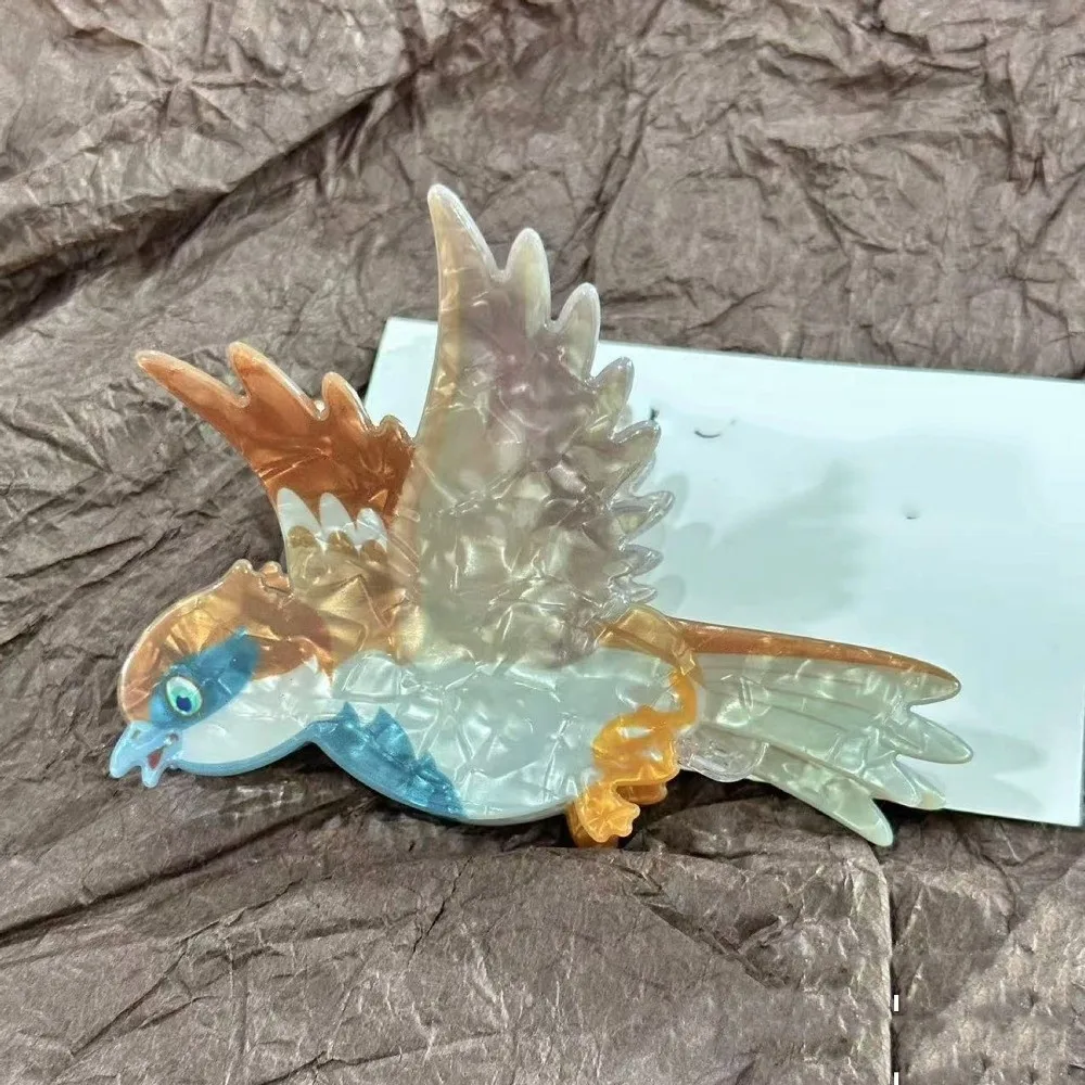 Personalized Parrot Acrylic Hair Claw Korean Style Lifelike Bird Hair Clip Crab Clip Headwear Cartoon Animal Shark Clip Travel
