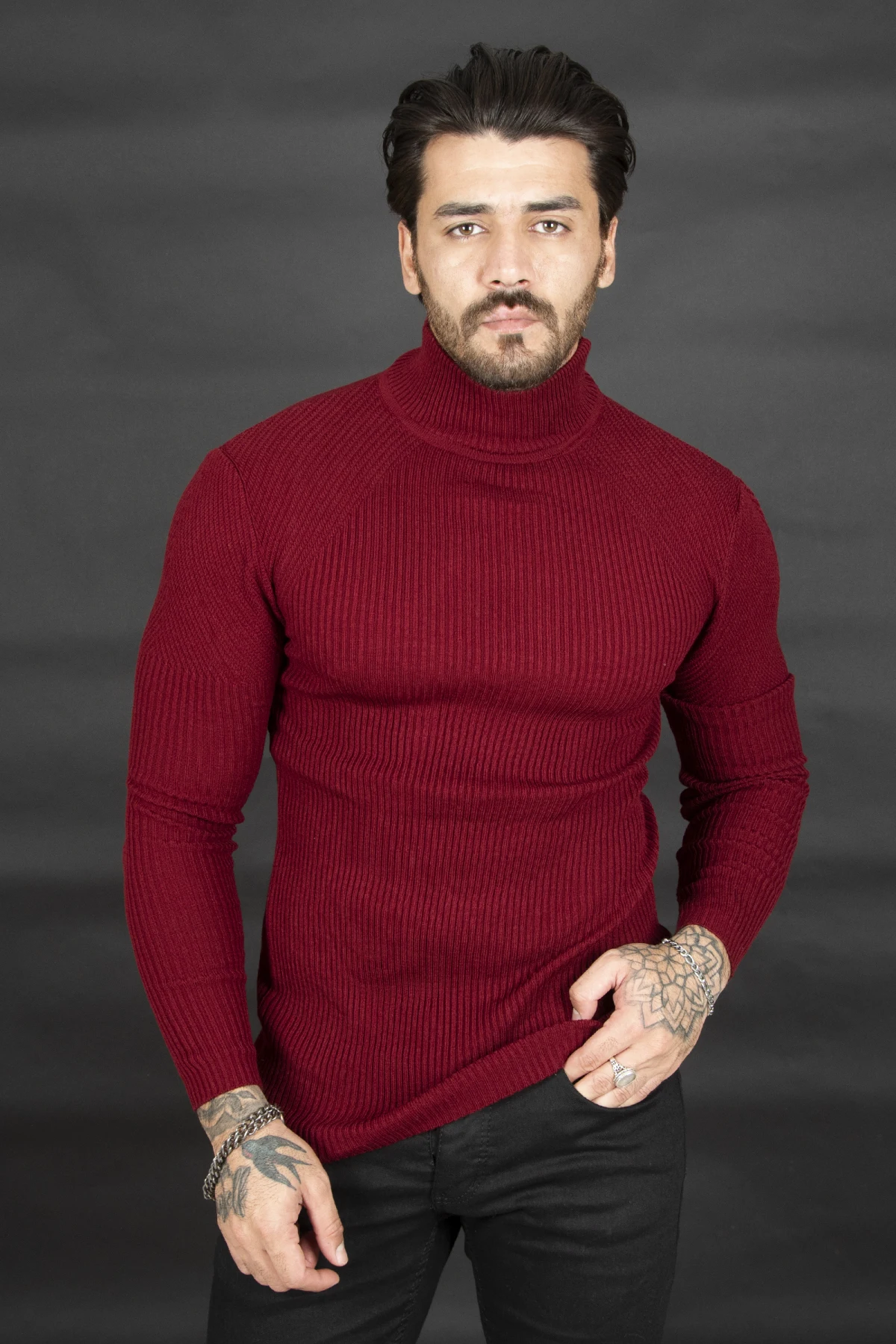 DeepSEA half turtleneck striped knitted sweater 2100015