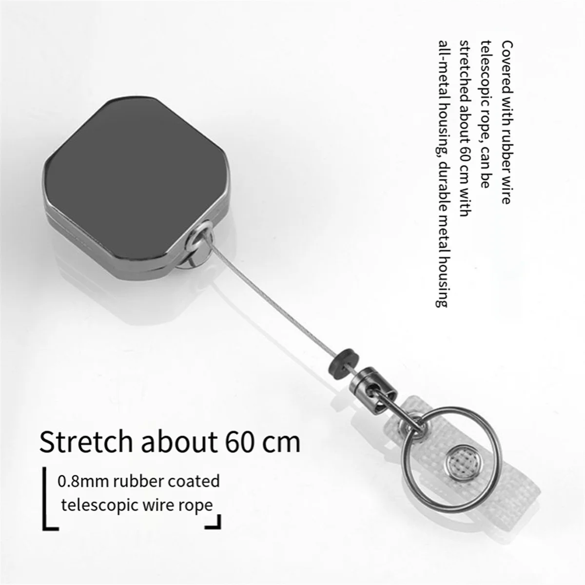 A71P Square Easy-Pull Buckle, Retractable Strong Buckle, Strong Easy-Pull Wire Rope Keychain