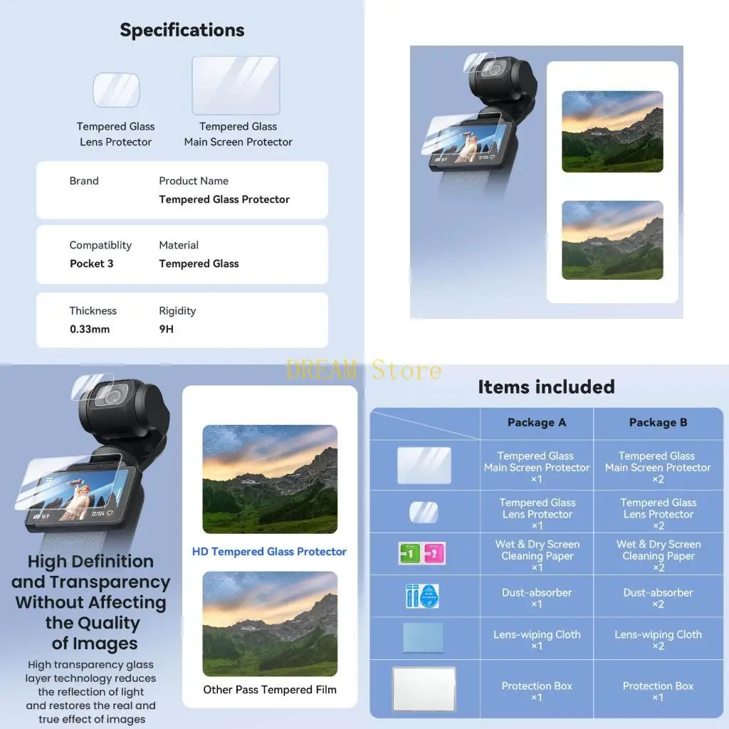 Scratch Proof Display Guard High Definition Glass Film for Action Video Recorders best sale