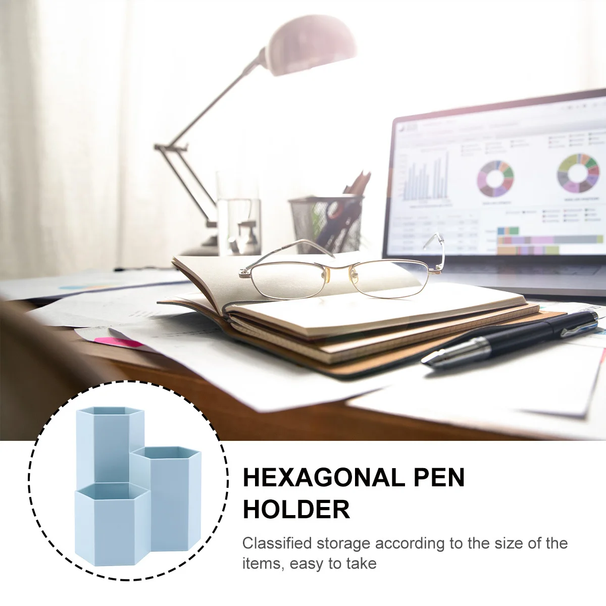 

1Pcs Hexagon Multifunctional Desktop Organizer Pen Holder Large Capacity Stationery Box Cosmetics Case for Office Bedroom