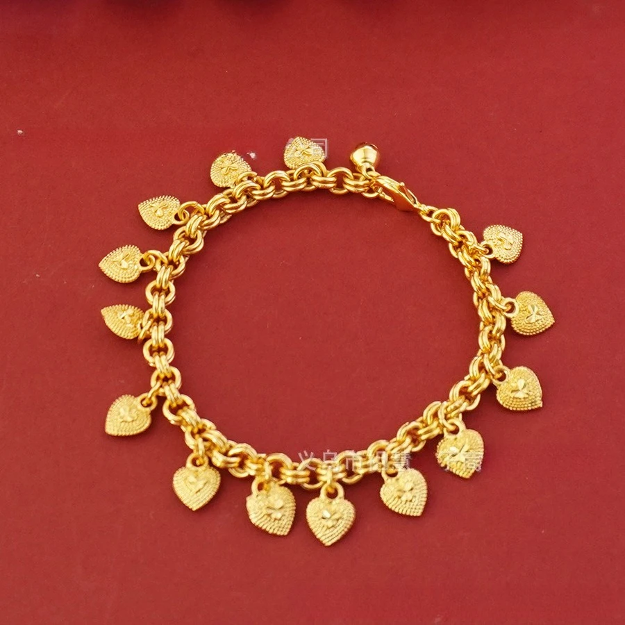 9999 gold Back-to-School Season Gift Fashion Heart-shaped Bead Design Women's Bracelet