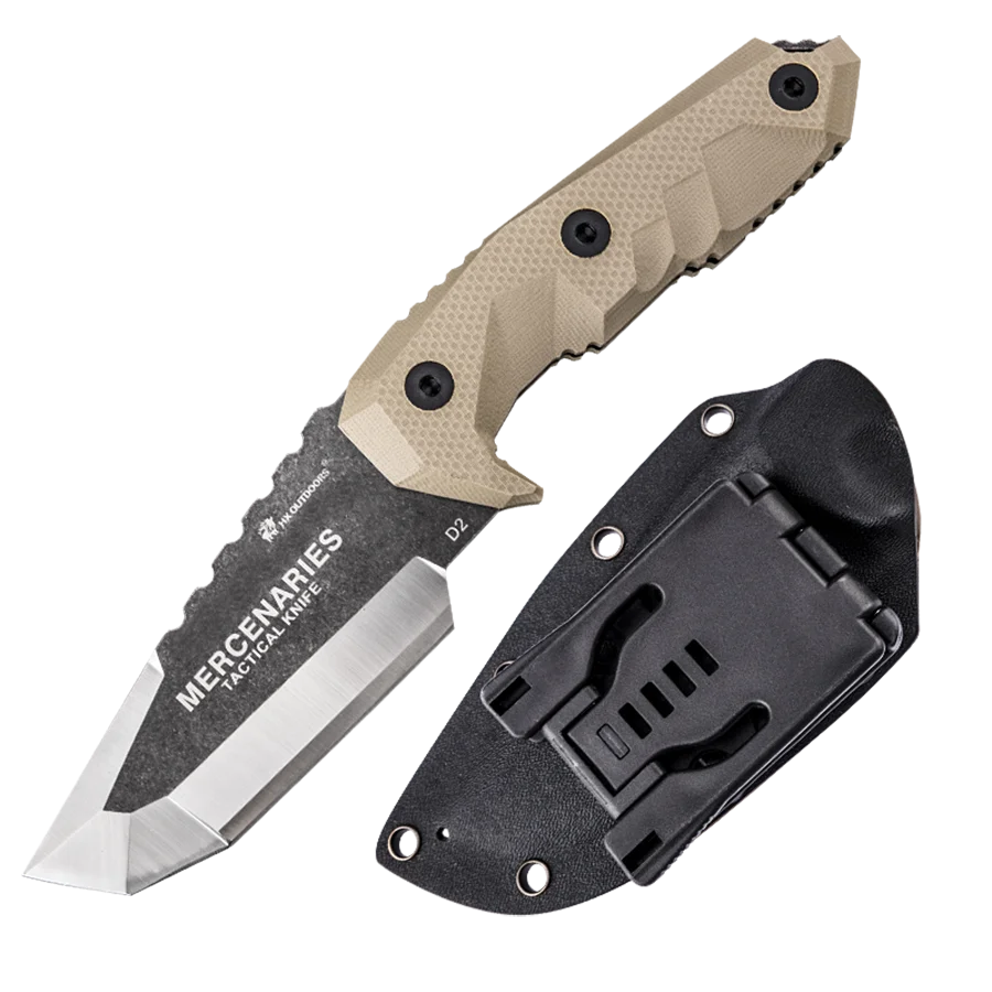 

HX OUTDOORS Mercenaries Tactical Knife ,Survival Camping Rescue Hunting Knives D2 Blade G10 Handle Defense With Kydex Dropship