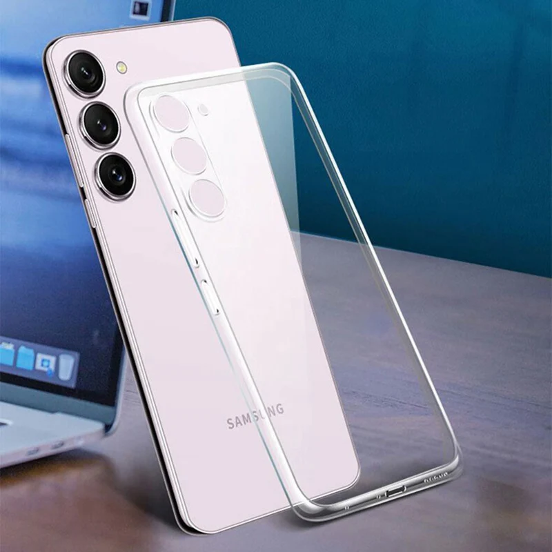 Transparent Phone Case for Samsung Galaxy S25 S24 S23 Ultra S24 Fe Silicone Soft Cover for Samsung S20 S21 Ultra S10 Plus S10E
