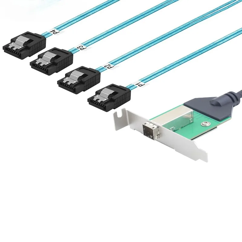 0.5m Mini SAS Cable, High Speed SFF-8644 Female To 4 Pcs/Set Sata Cable SAS Cable for Server External Server Hard Disk Computer