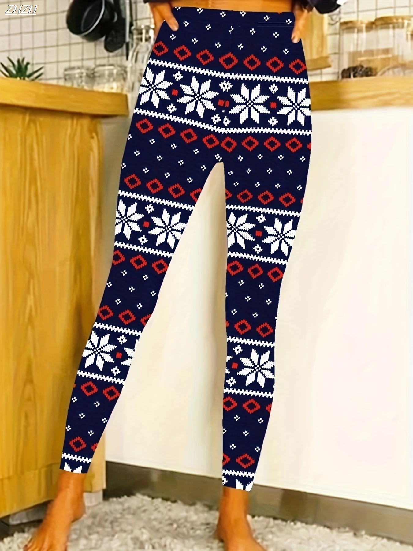 Christmas Women's Leggings Cozy Leggings Vacation Fashion Christmas Snowflakes Graphic Christmas Printing Fleece Thermal Warm